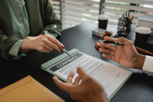 Lawyers from Consumer Advocacy Law Group looking through a clients contract to help them break free from their solar contract. 